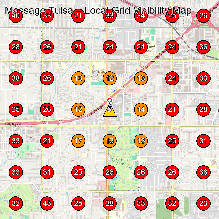 Massage Tulsa GeoGrid visibility map for Massage Spa in Tulsa